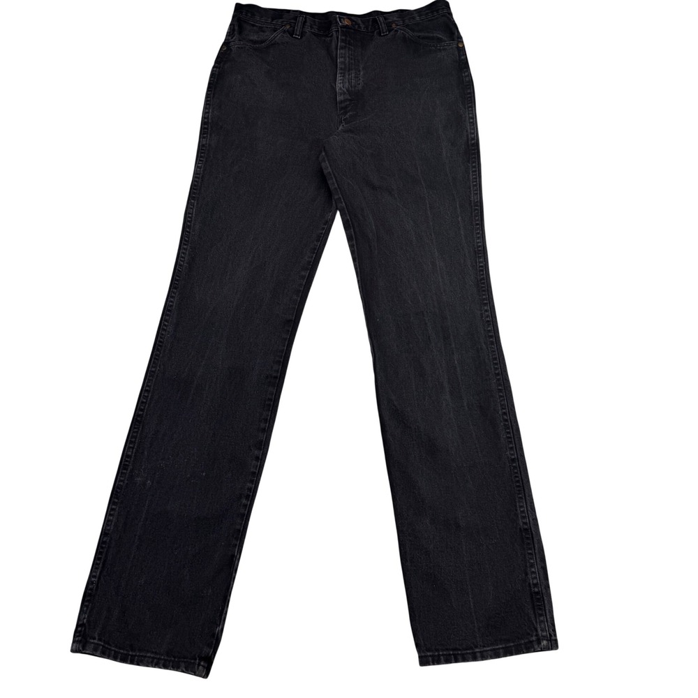 Wrangler Jeans Mens 36x38 Black 936WBK Cowboy Cut Slim Fit Straight Leg Denim